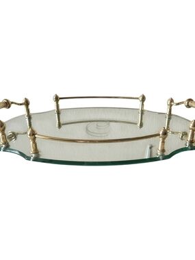 Vanity Mirror Tray with Brass Accents Regency Hollywood Style. Frontgate 15 X 9